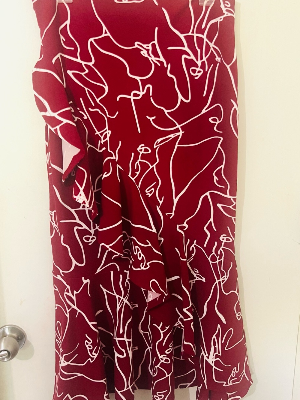 SHEIN Red Asymmetrical Abstract Print Skirt